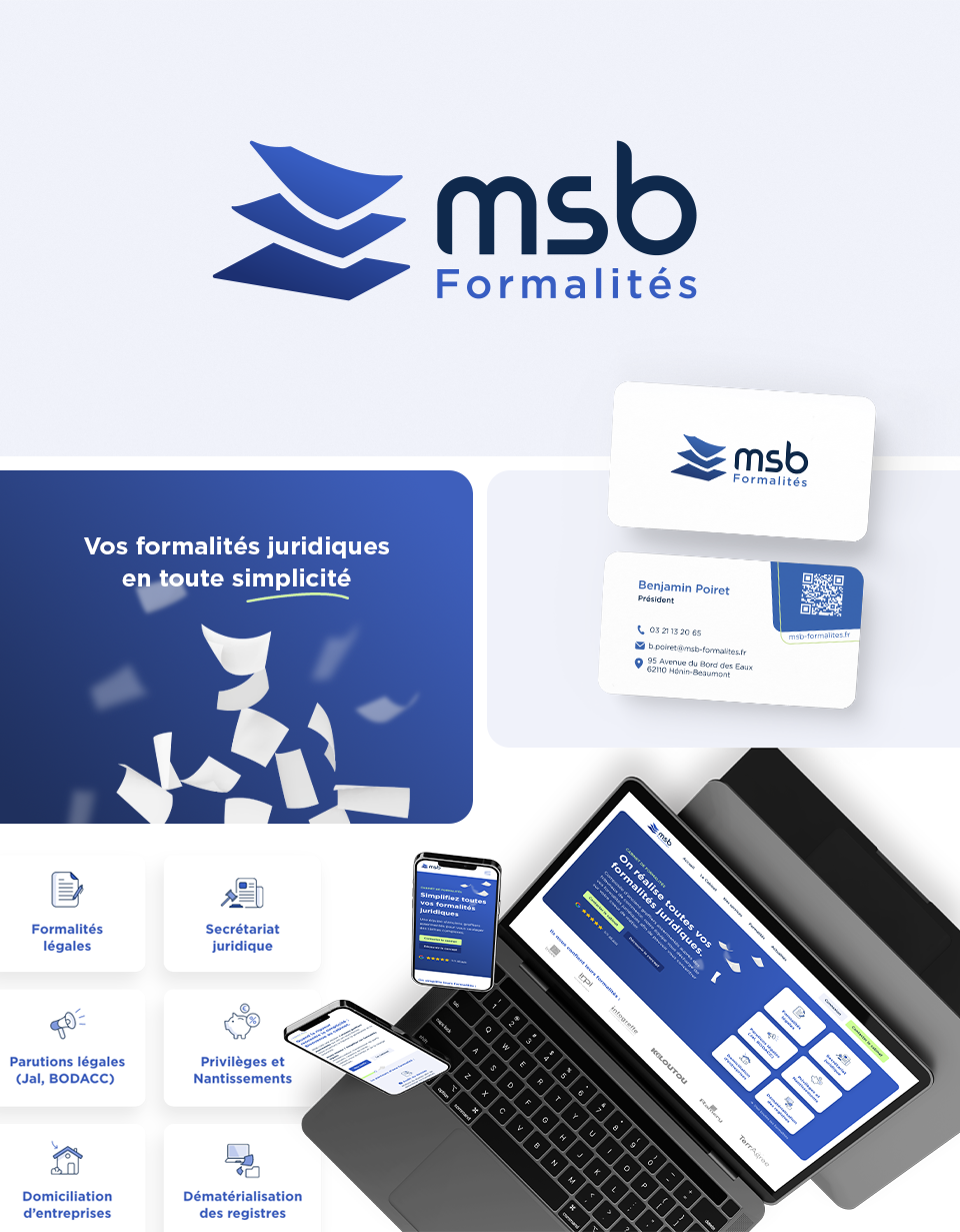 Création d'identité visuelle de MSB Formalités, cabinet de formalités juridiques