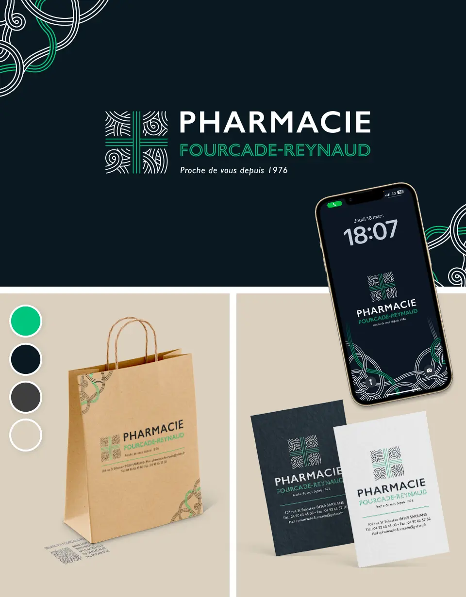 Création d'identité visuelle Pharmacie Fourcade Reynaud