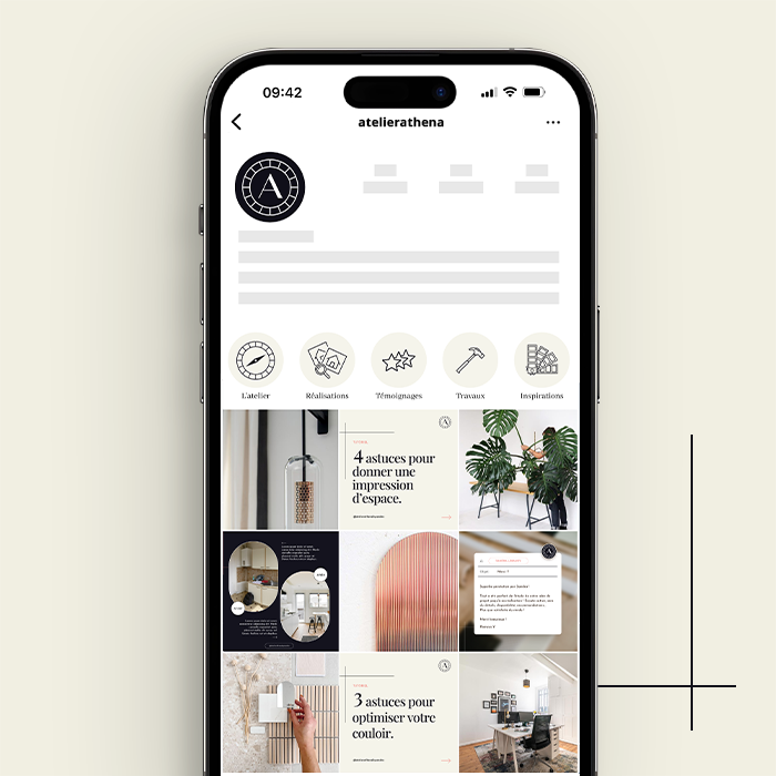 Branding feed instagram l'atelier Athéna