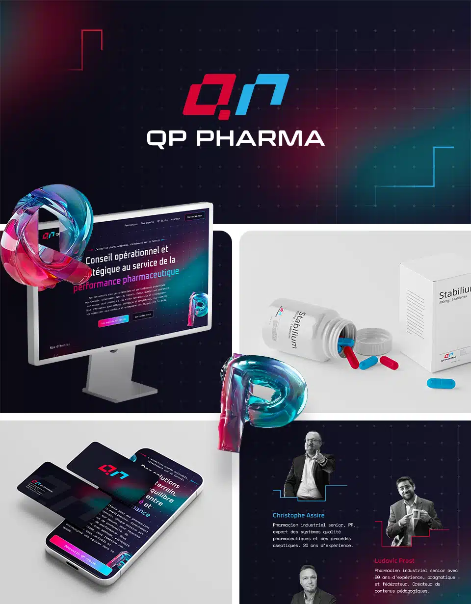 identite-visuelle-qppharma Création de logo et identité visuelle de QP Pharma, industrie pharma
